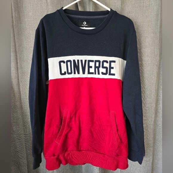Converse Colorblock Logo Crewneck Sweatshirt- Mens Size M - Picture 1 of 5